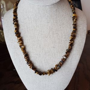 21" petrified wood look beaded necklace
